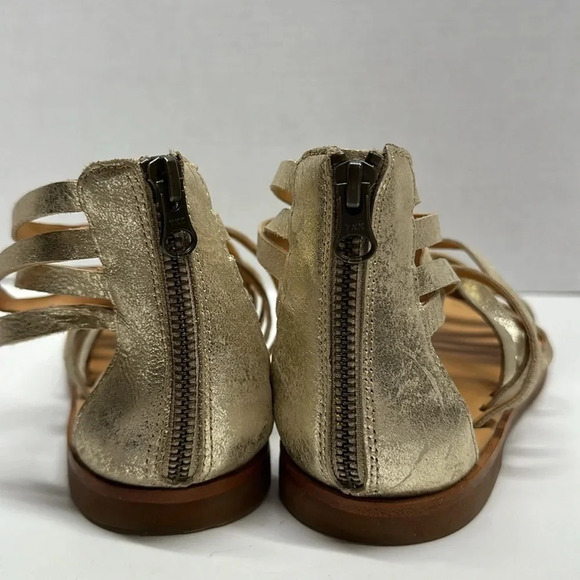 Kork Ease Palmyra Leather Strappy Sandals Shoes Open Toe Metallic Gold Size 8 - Picture 6 of 10